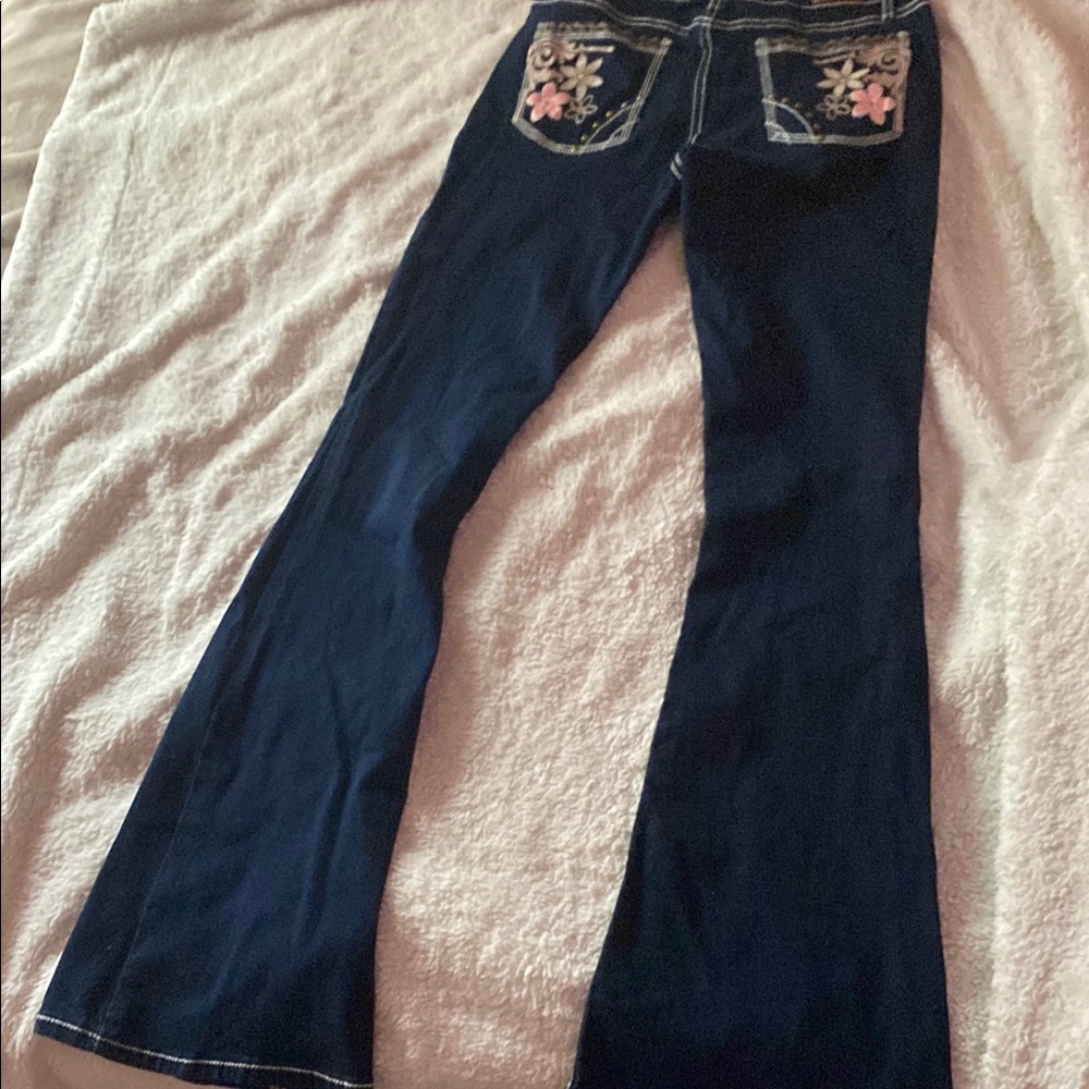 Floral Embroidered Blue Jeans